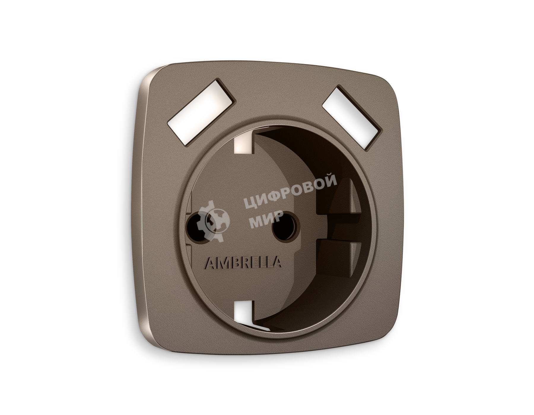 Лицевая панель OMEGA (Темная бронза матовый) для электрической розетки с/з со шторками 2USB A+A QUANT OP6390
