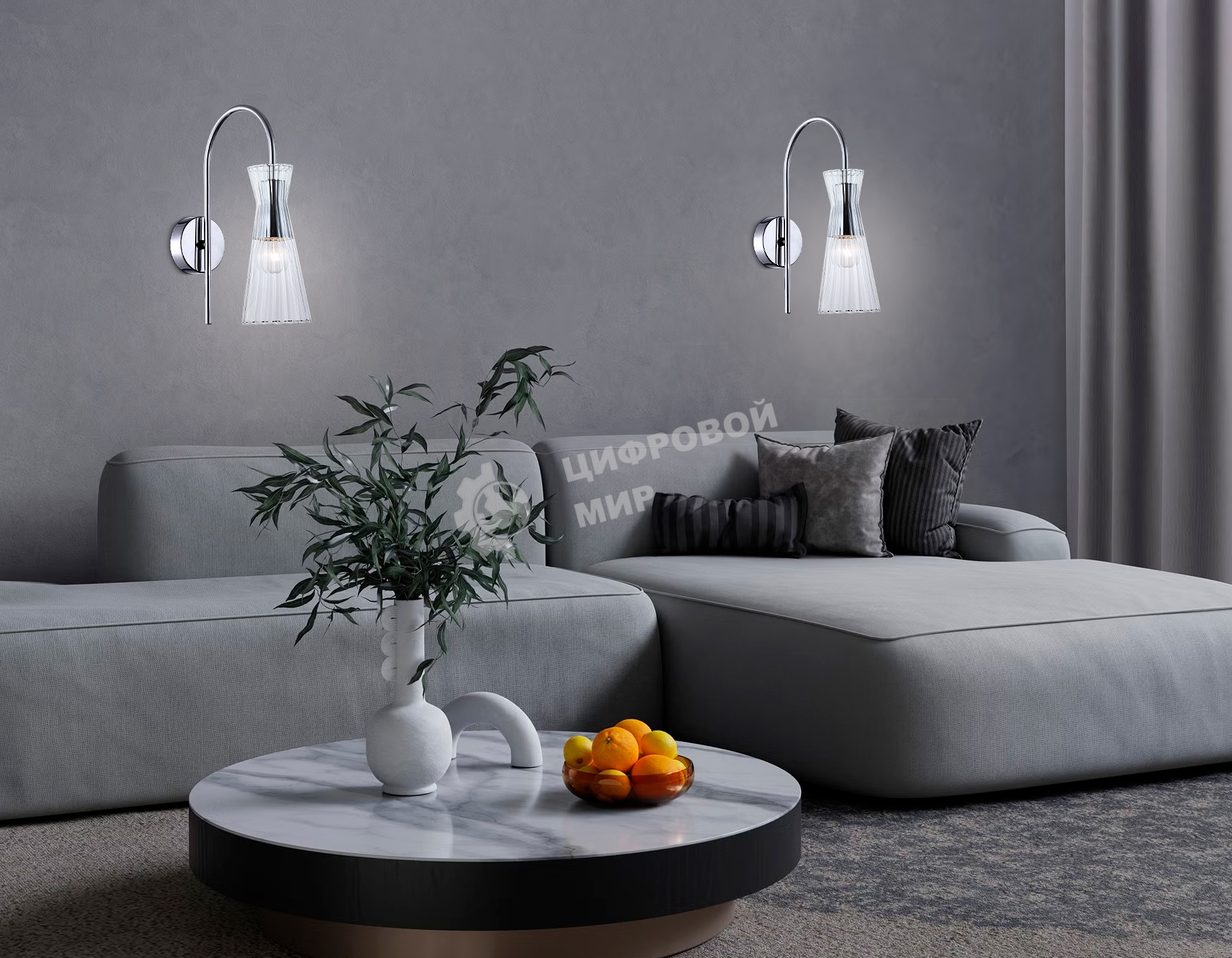 Настенный светильник Ambrella light LH55655 СH/CL хром/прозрачный E14 max 40W 220*90*300