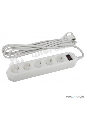 Сетевой фильтр ЭРА USF-5es-1.5m-W, 1.5 м, белый