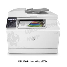 МФУ лазерное HP Color LaserJet Pro M183fw (7KW56A), A4, цветной, печ. до 16 стр/мин., скан. до 15 стр/мин. (ч/б) 8 стр/мин. (цвет), 600 x 600 dpi (печать) 1200x1200dpi (скан.), USB, RJ-45, Wi-Fi, Air Print, Mopria