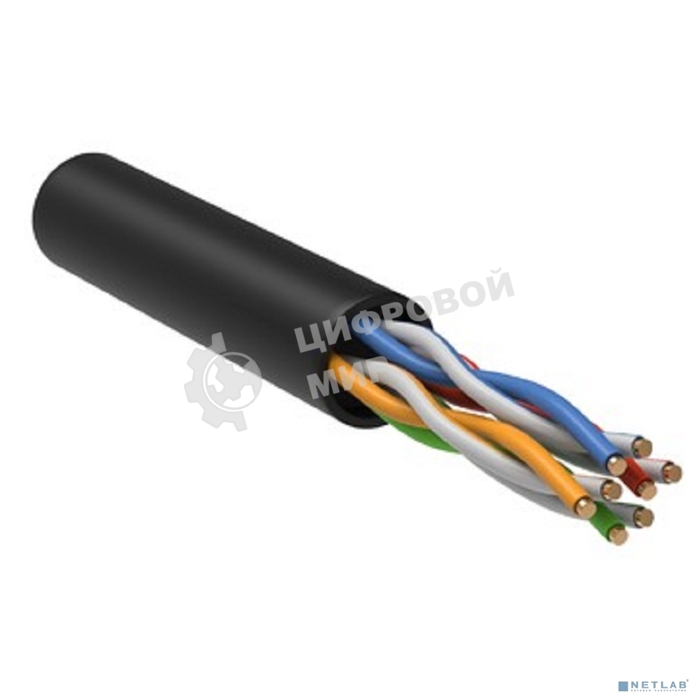 Кабель связи ITK витая пара U/UTP, cat.5e 4х2х24AWG solid, LDPE, 305м, черный