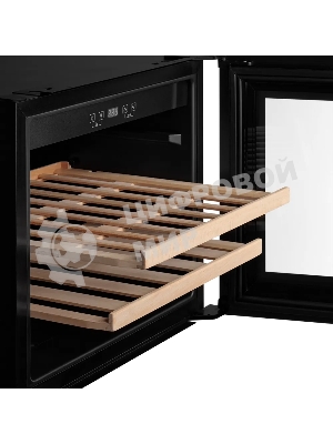 Винный шкаф Kuppersberg RBW 45, встраиваемый, High-Tech, объем 62 л, вместимость 28 бутылок, диапазон температуры 5-20 градусов, 2 полки из бука, LCD дисплей, уровень шума 40 дБ, черный