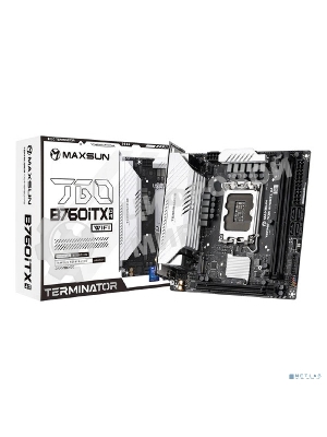 Материнская плата Maxsun MS-Terminator B760ITX D4 WIFI V3 (Socket 1700, mini-ITX, 2*DDR4(64Gb), DP/HDMI, 4*SATA3,  2*M.2, 1xPCI-E 5.0 x16, 4*USB 3.2, 1*Type-C,  LAN 1*2.5G,  RTL)