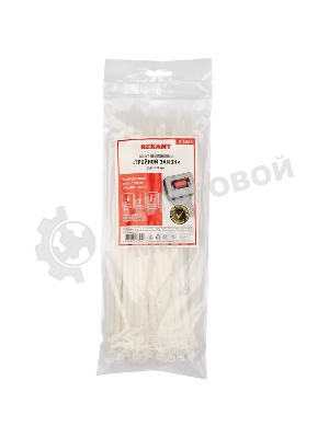 Хомут-стяжкa нейлоновая с тройным замком Rexant 250x4,8 мм, белая, упаковка 100 шт.