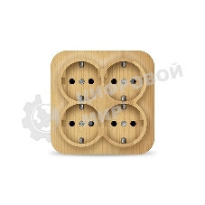 Розетка 4-м ОП 16А IP20 с заземл. сосна квадрат IONICH 1459