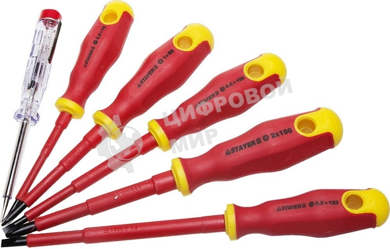 Набор STAYER PROFI ELECTRO 25145-H6_z01диэлектрические. тестер. 100-250В. Cr-V. 6шт