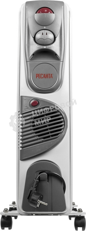 Обогреватель масляный Ресанта ОМ-12НВ (12 секций) белый, 2900 Вт, 25 м2, термостат 67/3/12