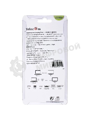 Кабель-переходник DP --> HDMI-F 0.2m, серый металлик, оплетка, 4K@60Hz, Telecom (TA560)