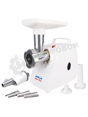 Мясорубка электрическая Аксион М34.04 белый, 1500 Вт, 1.7 кг/мин, защита от перегрузки, насадки - 6