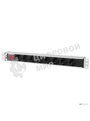 Блок розеток Rem-10 с выкл., 8 Sсhuko, 10 A, алюм., 19
