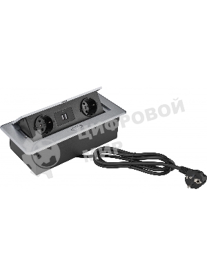 Розетка Cactus CS-SOCKET-EU/USBA-GY для столешницы серый
