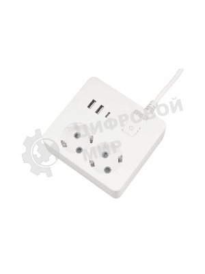 Удл. PC 0,5 м, 2 р с/з, с вык.16А, 3USB, бел. кв SPG5-A4