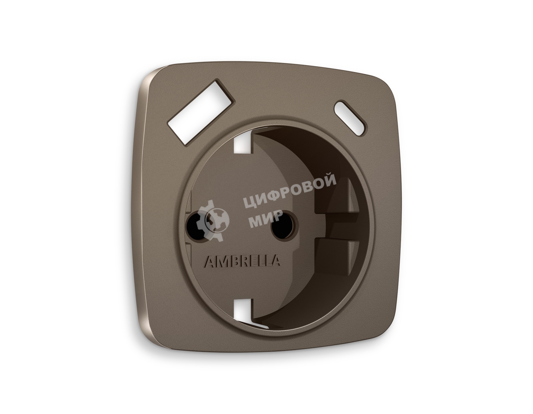 Лицевая панель OMEGA (Темная бронза матовый) для электрической розетки с/з со шторками 2USB A+C QUANT OP6400