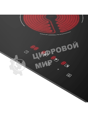 Варочная панель Monsher, High-Tech, Hi-Light, 45 см, 3 конфорки, 9 уровней мощности, сенсорное управление, автоматическое отключение, индикация остаточного тепла, таймер, черный