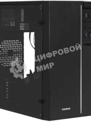 Компьютерный корпус Minitower ExeGate mEVO-9301-EVO800 (mATX, БП EVO800RGb с вент. 12см, с окном, 2хUSB+1хUSB 3.0, HD аудио, черный, с RGb подсветкой)