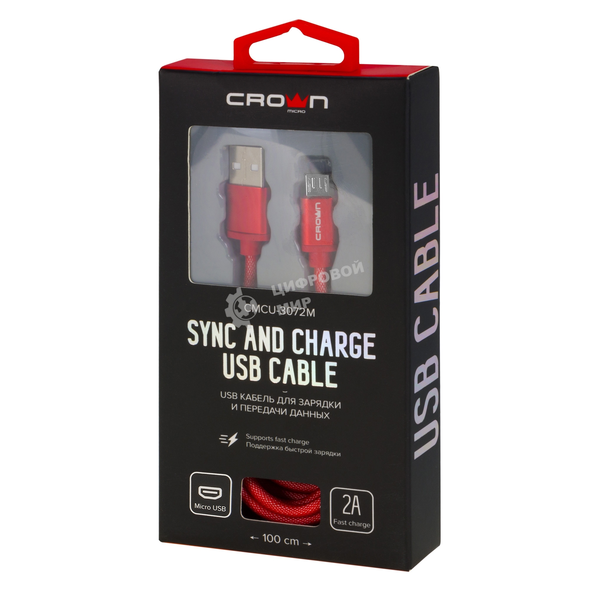 Кабель Crown USB - microUSB CMCU-3072M red
