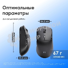 Мышь Оклик 489MW черный оптическая 3200dpi silent беспров. BT/Radio USB 6but (1885440)
