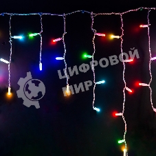 Гирлянда Neon-night Айсикл (бахрома) светодиодный, 4,8 х 0,6 м, прозрачный провод, 230 В, диоды RGB, 176 LED