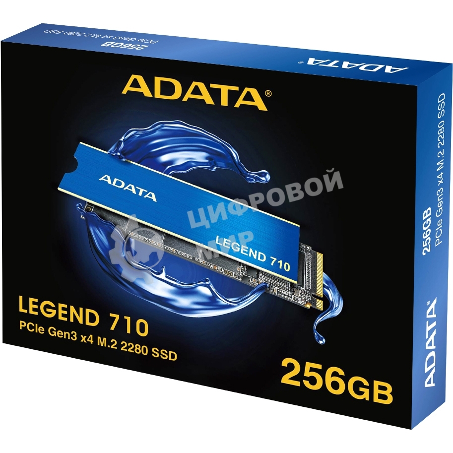 Накопитель SSD ADATA LEGEND 710, 256Gb, PCIe 3.0 x4, M.2 2280, NVMe, R/W 2100/1000, с радиатором