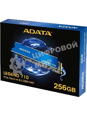 Накопитель SSD ADATA LEGEND 710, 256Gb, PCIe 3.0 x4, M.2 2280, NVMe, R/W 2100/1000, с радиатором