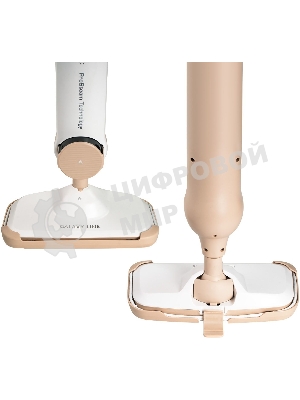 Паровая швабра Galaxy Line GL 6401, белый с бежевым, 1600 Вт, 0,35 л, 2,5 бар, 3 режима, время работы до 25 мин, макс. подача пара 35 г/мин, макс. температура нагрева 110°C, время нагрева 30 с, уборка на расстоянии до 6 м, вертикальная парковка, аксессуары: накладка из микрофибры, насадка для ковров, мерный стакан