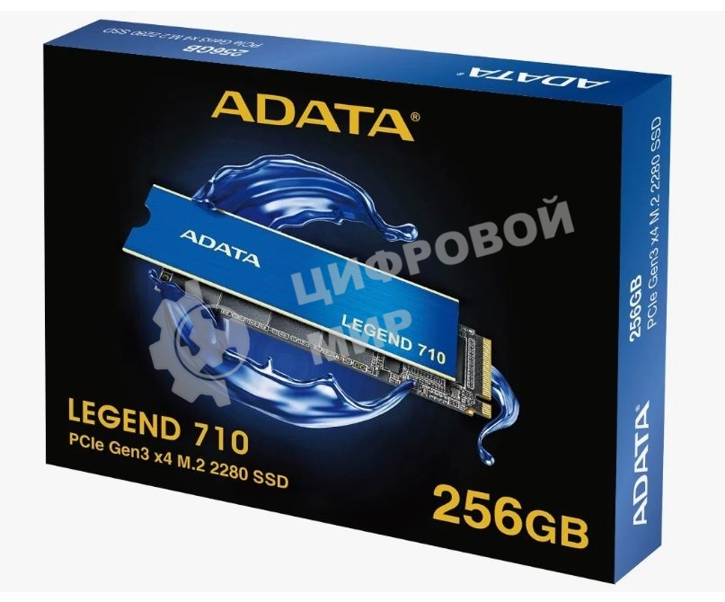 Накопитель SSD ADATA LEGEND 710, 256Gb, PCIe 3.0 x4, M.2 2280, NVMe, R/W 2100/1000, с радиатором