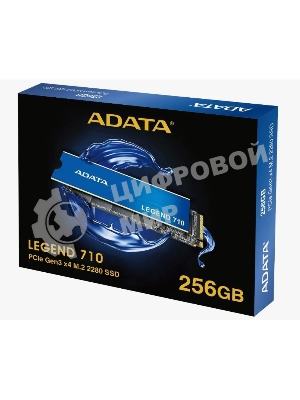 Накопитель SSD ADATA LEGEND 710, 256Gb, PCIe 3.0 x4, M.2 2280, NVMe, R/W 2100/1000, с радиатором