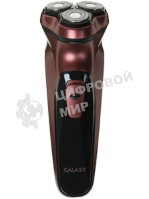 Электробритва Galaxy Line GL 4209, серебряный с черным, роторная, аккумуляторная, 5 Вт, Li-Ion аккумулятор емкостью 600 мА*ч, время непрерывной работы до 1,5 ч, ножи из нержавеющей стали, 3 независимые плавающие головки, возможность промывки бреющего блока, индикатор заряда и работы, встроенный триммер для подравнивания висков, USB зарядка