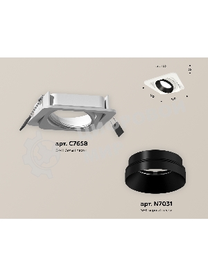 Комплект встраиваемого поворотного светильника Ambrella light XC7658021 SWH/PBK белый песок/черный полированный MR16 GU5.3 (C7658, N7031)