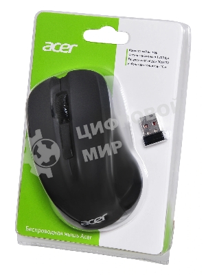 Мышь беспроводная Acer OMR010 черный, 1200 dpi, радиоканал, USB, кнопки - 3