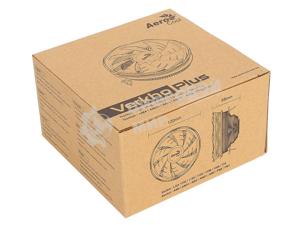 Кулер для процессора AeroCool/Formula Verkho Plus серебристый/черный, 120 мм, алюминий, 2000 об/мин, 26.5 дБ, 4 pin, 110 Вт, 68 мм