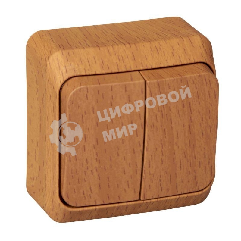 Выключатель 2-кл. ОП Этюд Дача 10А IP20 бук SchE BA10-002T