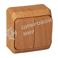 Выключатель 2-кл. ОП Этюд Дача 10А IP20 бук SchE BA10-002T