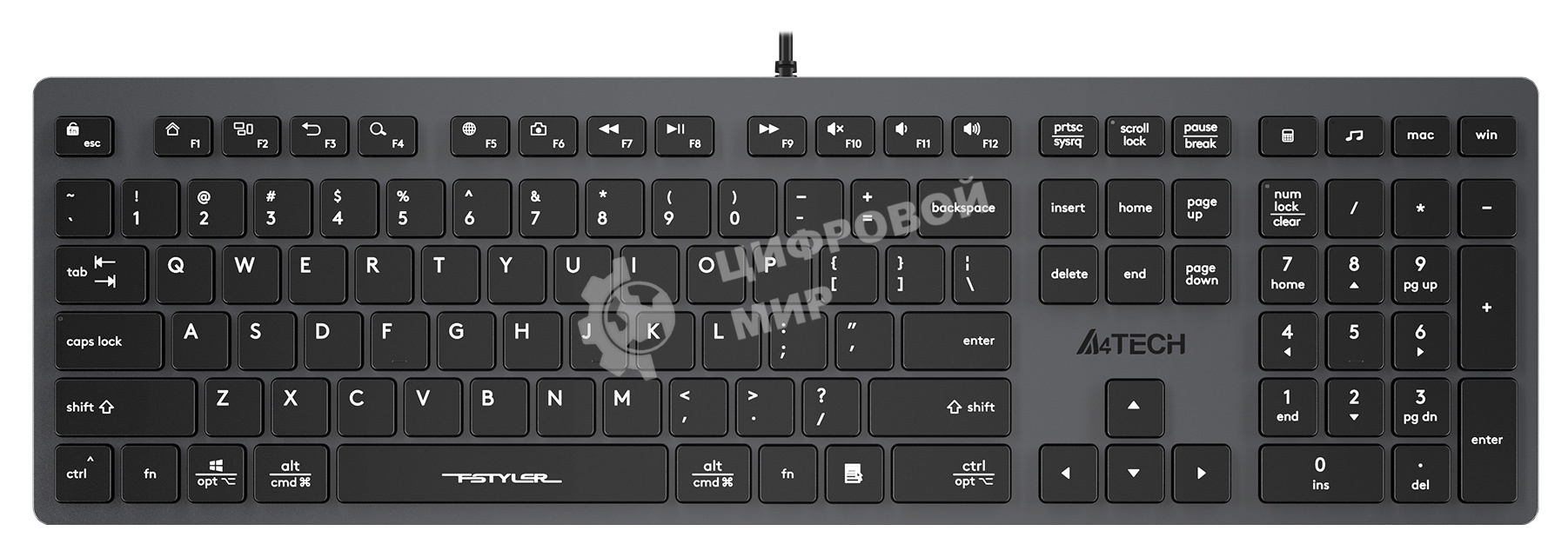 Клавиатура проводная A4Tech Fstyler FX50, USB, серый