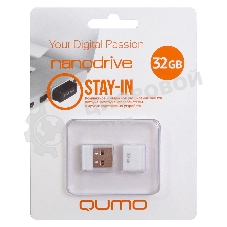 Флешка USB 2.0 QUMO 32Gb, NANO QM32GUD-NANO-W белый
