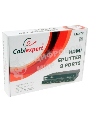 Разветвитель HDMI Cablexpert DSP-8PH4-03, HD19F/8x19F, 1 компьютер => 8 мониторов, Full-HD, 3D, 1.4v, каскадируемый