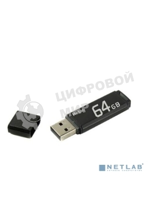 Флешка USB Netac U351 (NT03U351N-064G-20BK), 64Gb, USB 2.0, R/W 25/10, черный