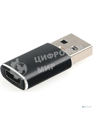 Переходник USB3.1 Cablexpert A-USB3.1-AMCF, AM/Type-C(F), 5 Гбит/с, QC3.0, метал.корпус, Pro, черный, пакет