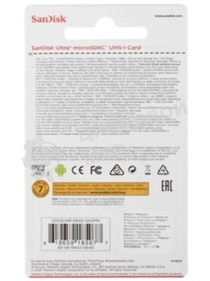 Флеш карта microSD 64Gb SanDisk microSDXC Class 10 Ultra UHS-I 100Mb/s