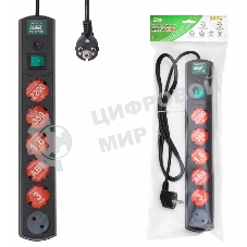 Сетевой фильтр Most LRG 1.6 м, 6 розеток, черный (пакет ПЭ)