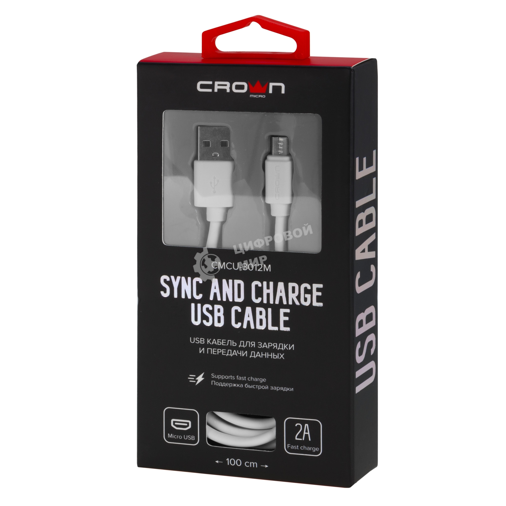 Кабель Crown USB - microUSB CMCU-3012M белый