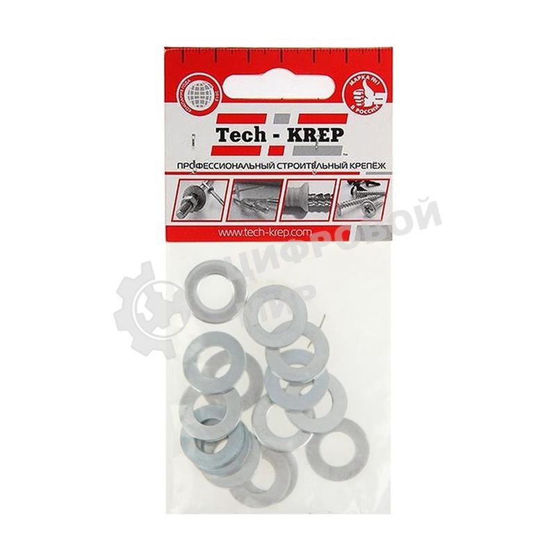 Шайба плоская М10 цинк. DIN 125 (уп.15шт) пакет Tech-Krep 103046
