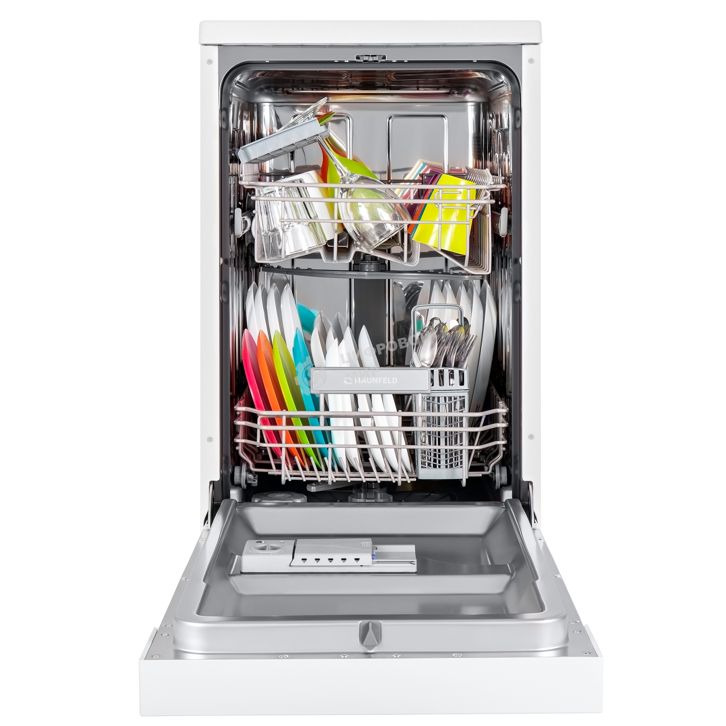 Посудомоечная машина Maunfeld MWF08S, белый, 44.8 см, 9 компл., 49 дБ, класс A+