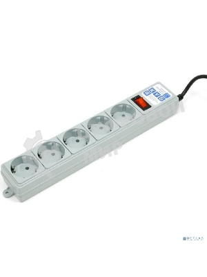 Сетевой фильтр POWER CUBE 1,9 м.* 5 розеток, серый