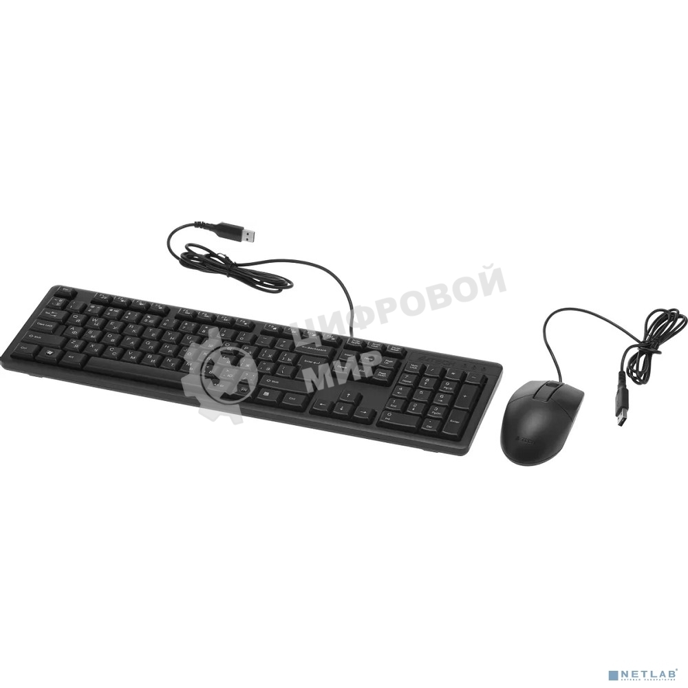 Комплект клавиатура+мышь A4Tech KR-3330S проводной, USB, 1200 DPI, чёрный