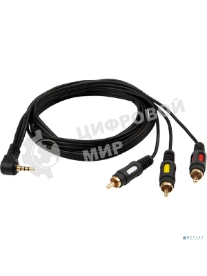 Шнур Rexant Стерео 3,5 мм 4C - 3 RCA 1,5 мeтра (GOLD)