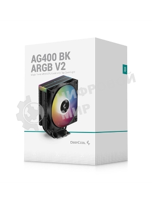 Кулер для процессора DEEPCOOL AG400 BK ARGb V2 черный 120мм алюминий+медь 2100rpm 31.6db 4-pin 220W 154мм