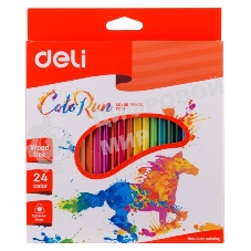 Карандаши цветные Deli ColoRun EC00120 трехгранные пластик 24цв. коробка/европод.