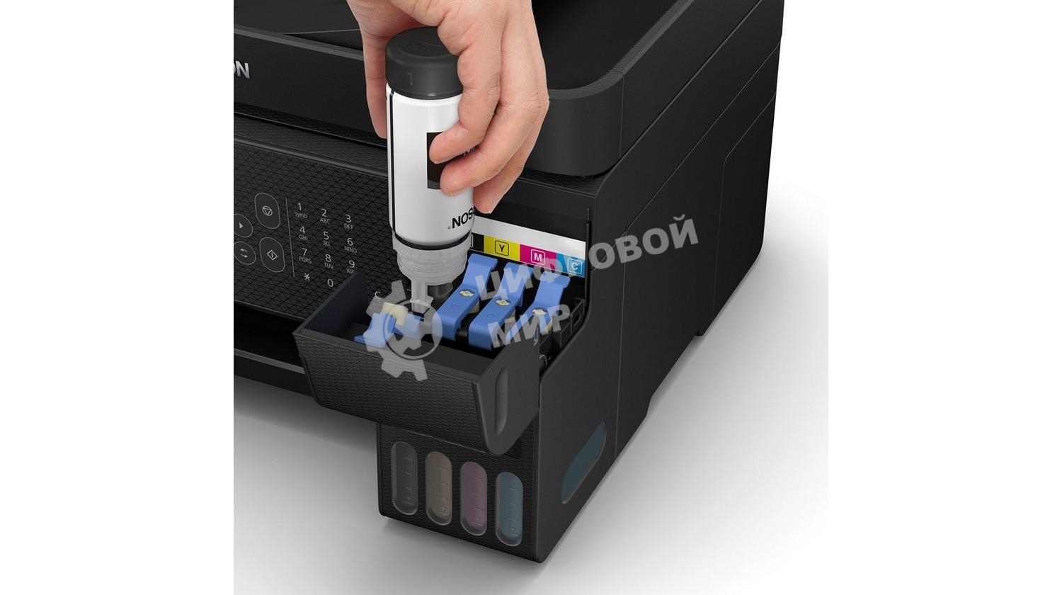 МФУ струйное Epson L5290 (C11CJ65512/C11CJ65508/C11CJ65407), A4, цветное, печ. до 33 стр/мин. (ч/б) до 15 стр/мин. (цвет), скан. до 12 стр/мин. (ч/б) 29 стр/мин. (цвет), 1440 x 5760 dpi (печать) 1200x2400dpi (скан.), USB, RJ-45, Wi-Fi