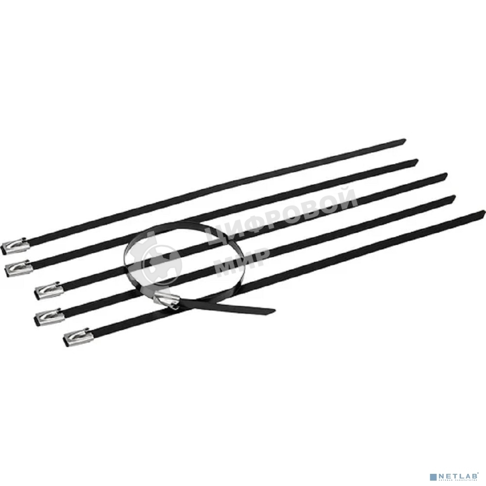 Стяжка кабельная Rexant (07-0308-5) стальная (304) с полимерным покрытием 300x4,6мм (50 шт/уп)